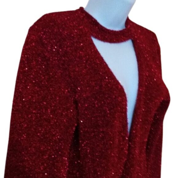 ZARA Red Glittery Sparkly Sweater Top Size Small (Fits Larger) NEW NWOT - Picture 2 of 4
